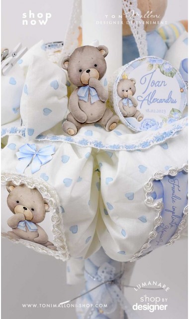 Lumanare de botez cu ursuletul Teddy Bear King 4